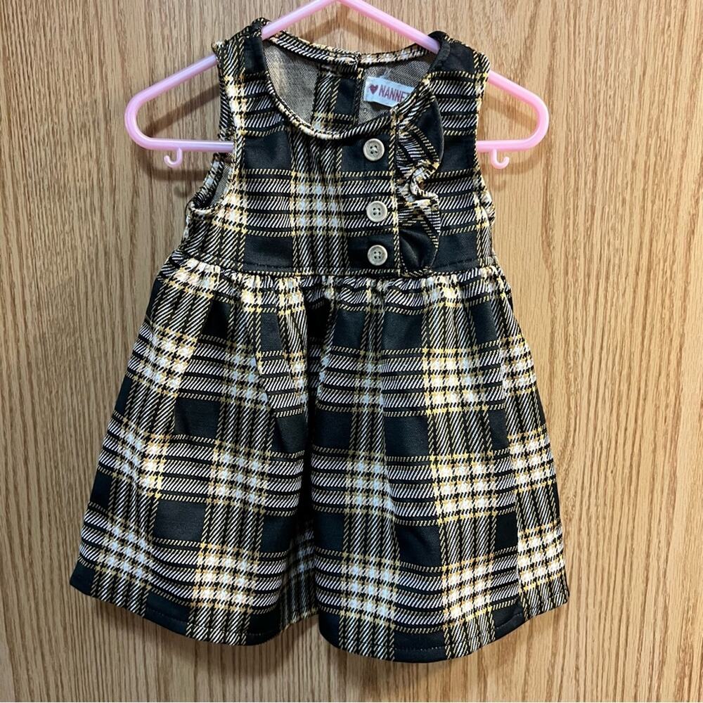 Nannette Baby Girl Plaid Jumper Dress Size 18 Months Polyester & Spandex